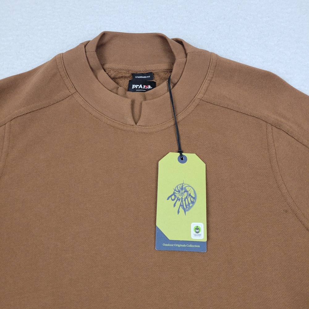 Prana Snakebite Sweatshirt Mens XS Womens Small Sepia Brown Organic Cotton NWT